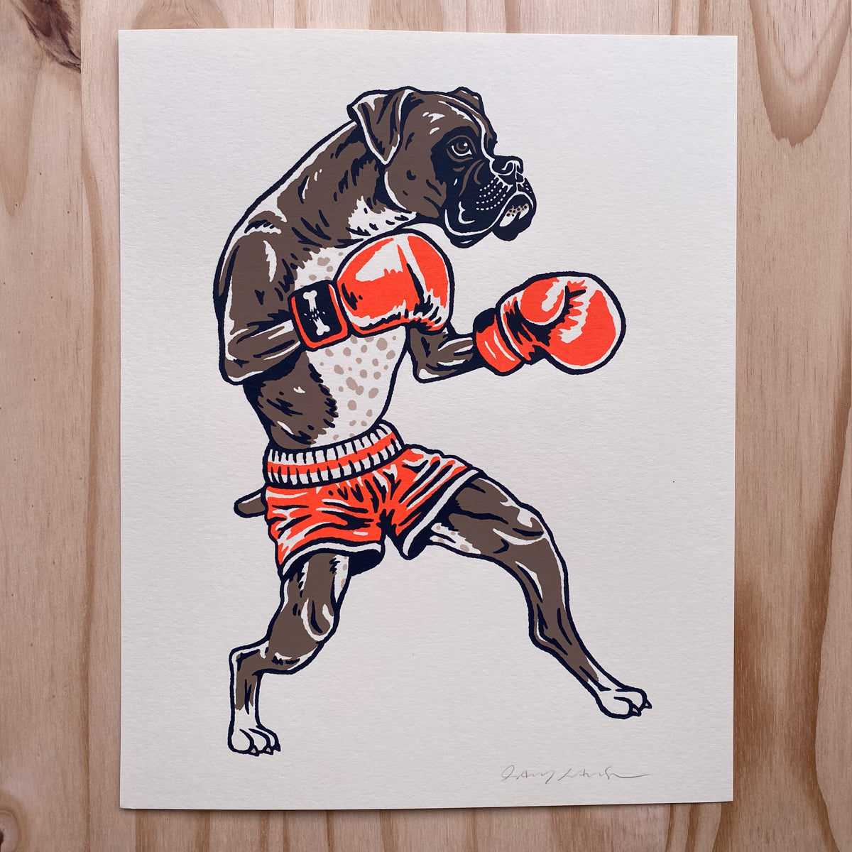 Boxer Boxing - Signed 8x10in Silkscreen Print