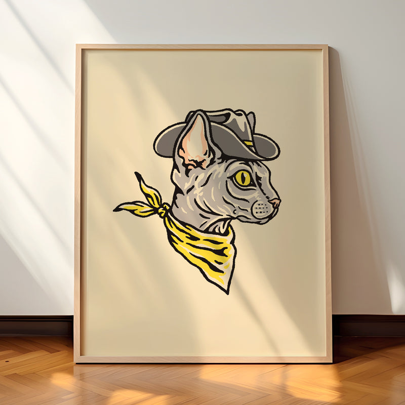 Sphynx Grey Cowcat Giclée Print