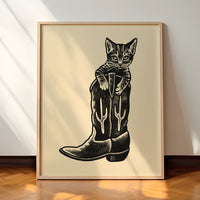 Western Kitten Boot Giclée Print