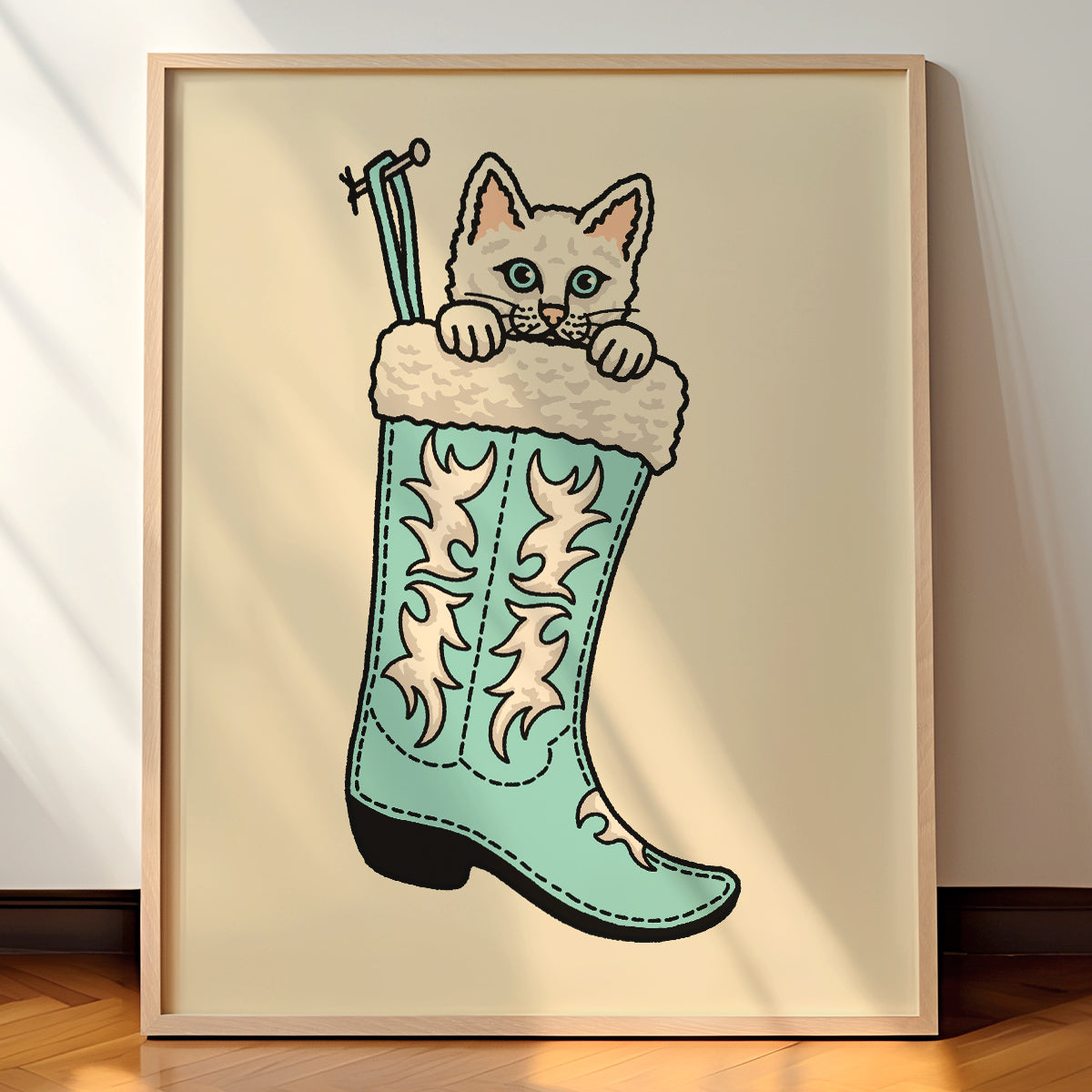 White Christmas Kitten Giclée Print