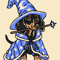 Doxie Wizard (Blue) Giclée Print