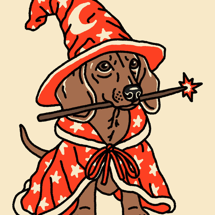 Doxie Wizard (Red) Giclée Print