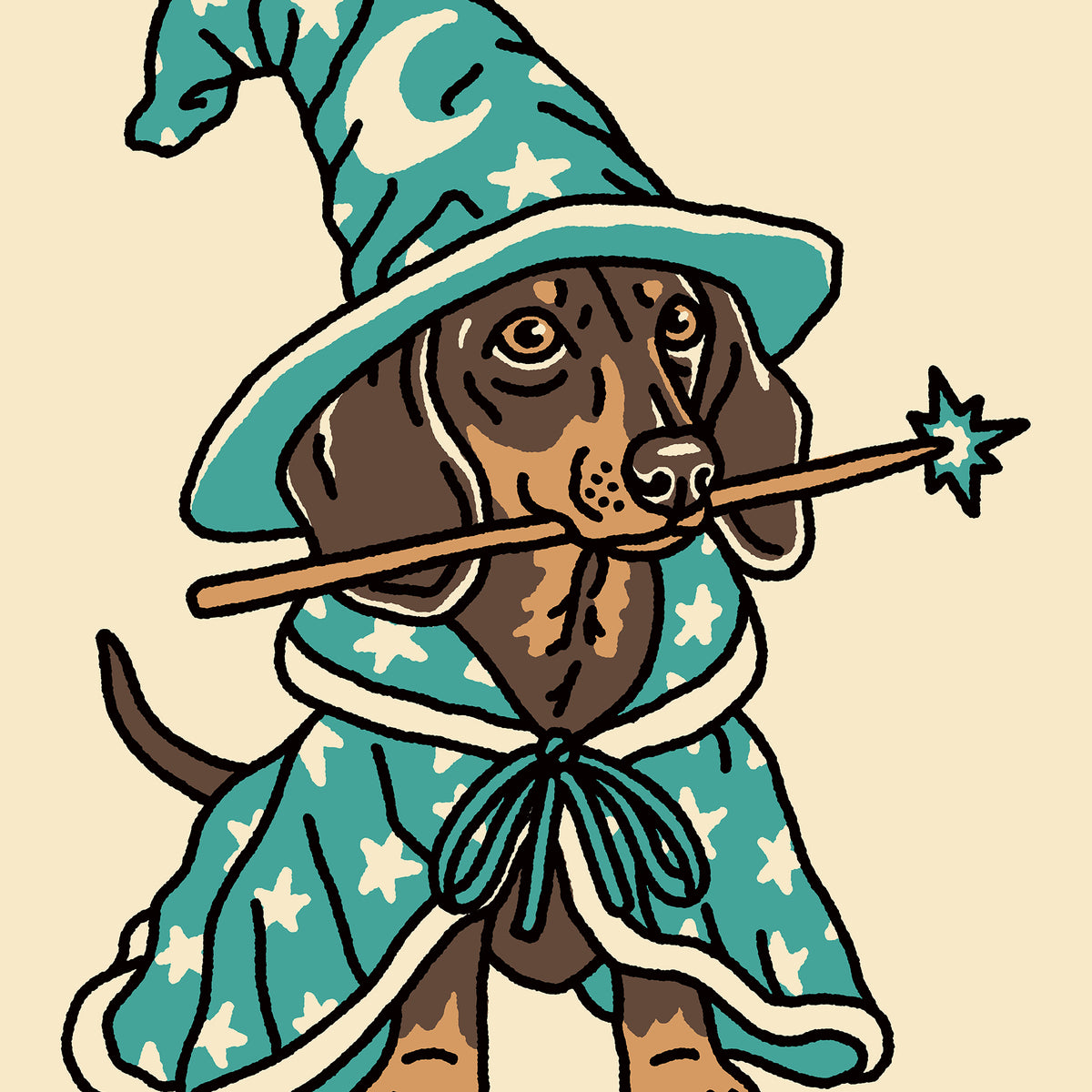 Doxie Wizard (Teal) Giclée Print