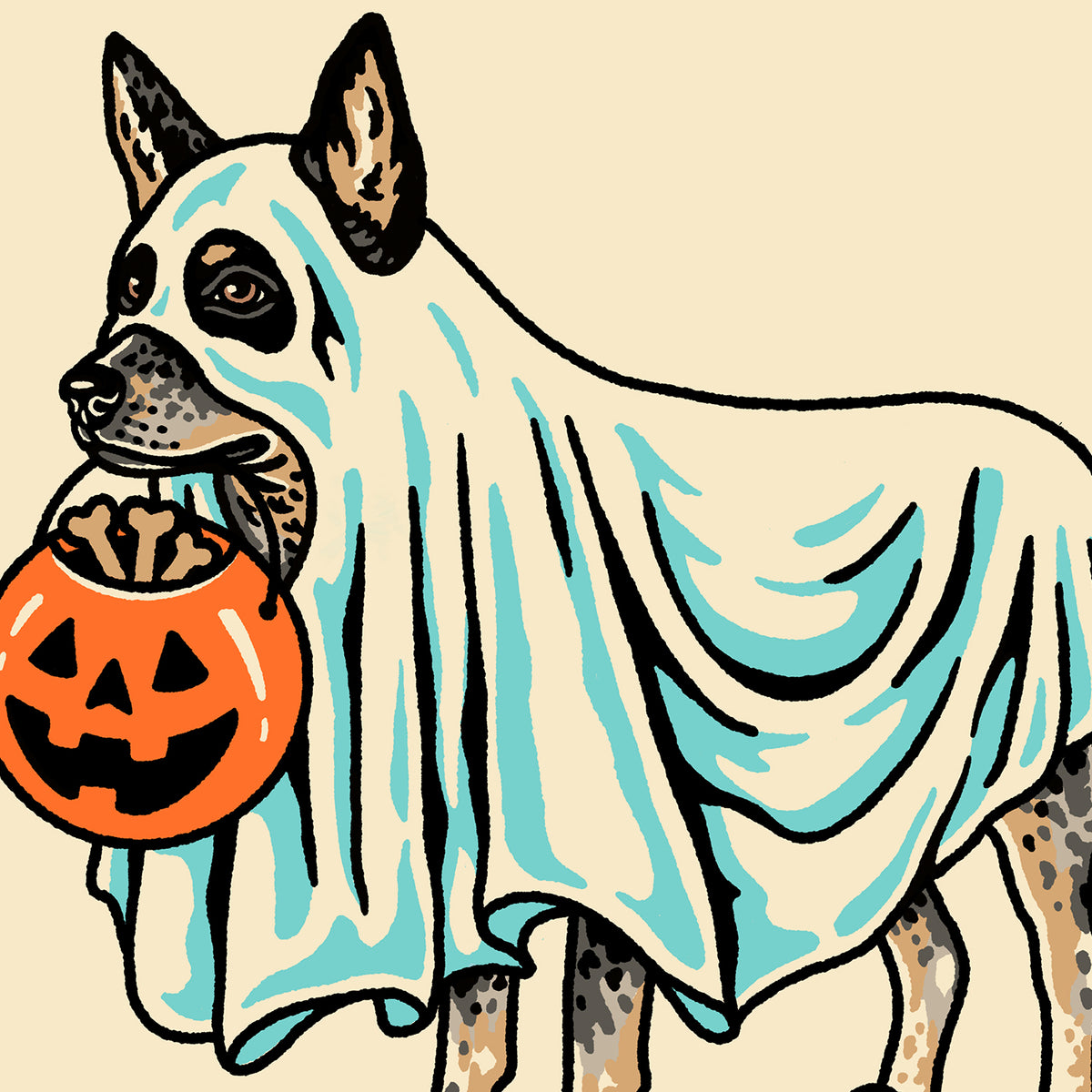 Blue Heeler Ghost (With Text) Giclée Print