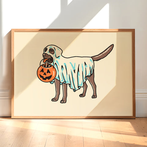 Chocolate Lab Ghost (With Text) Giclée Print