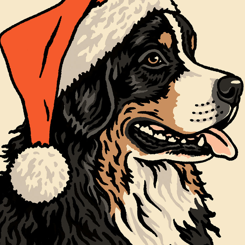 Bernese Mountain Dog Christmas Giclée Print