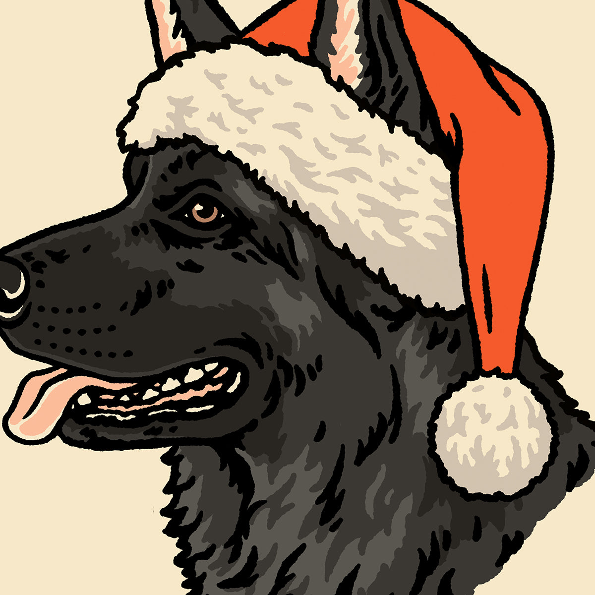 German Shepherd (Black) Christmas Giclée Print