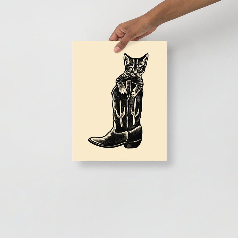 Western Kitten Boot Giclée Print