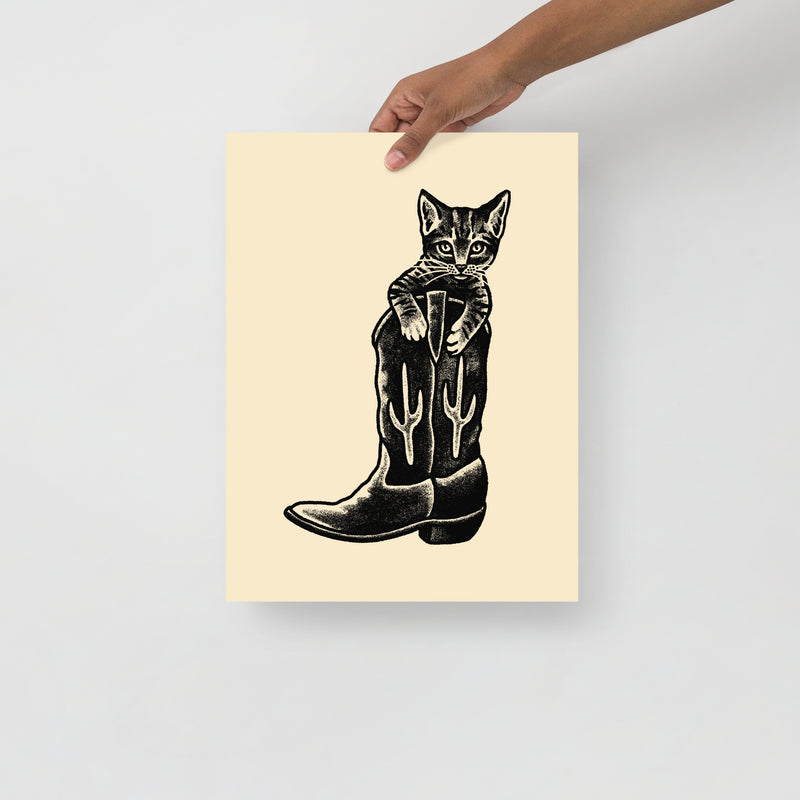 Western Kitten Boot Giclée Print