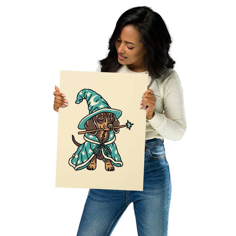 Doxie Wizard (Teal) Giclée Print