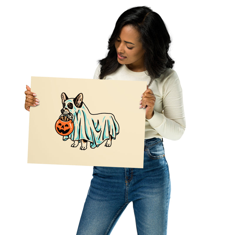 Tri Corgi Ghost (Dog Only) Giclée Print