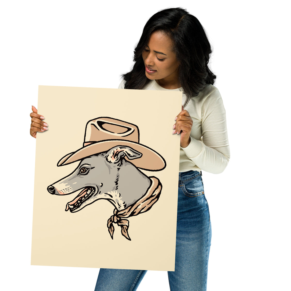 Greyhound Cowdog Giclée Print