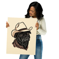 Black Pug Cowdog Giclée Print