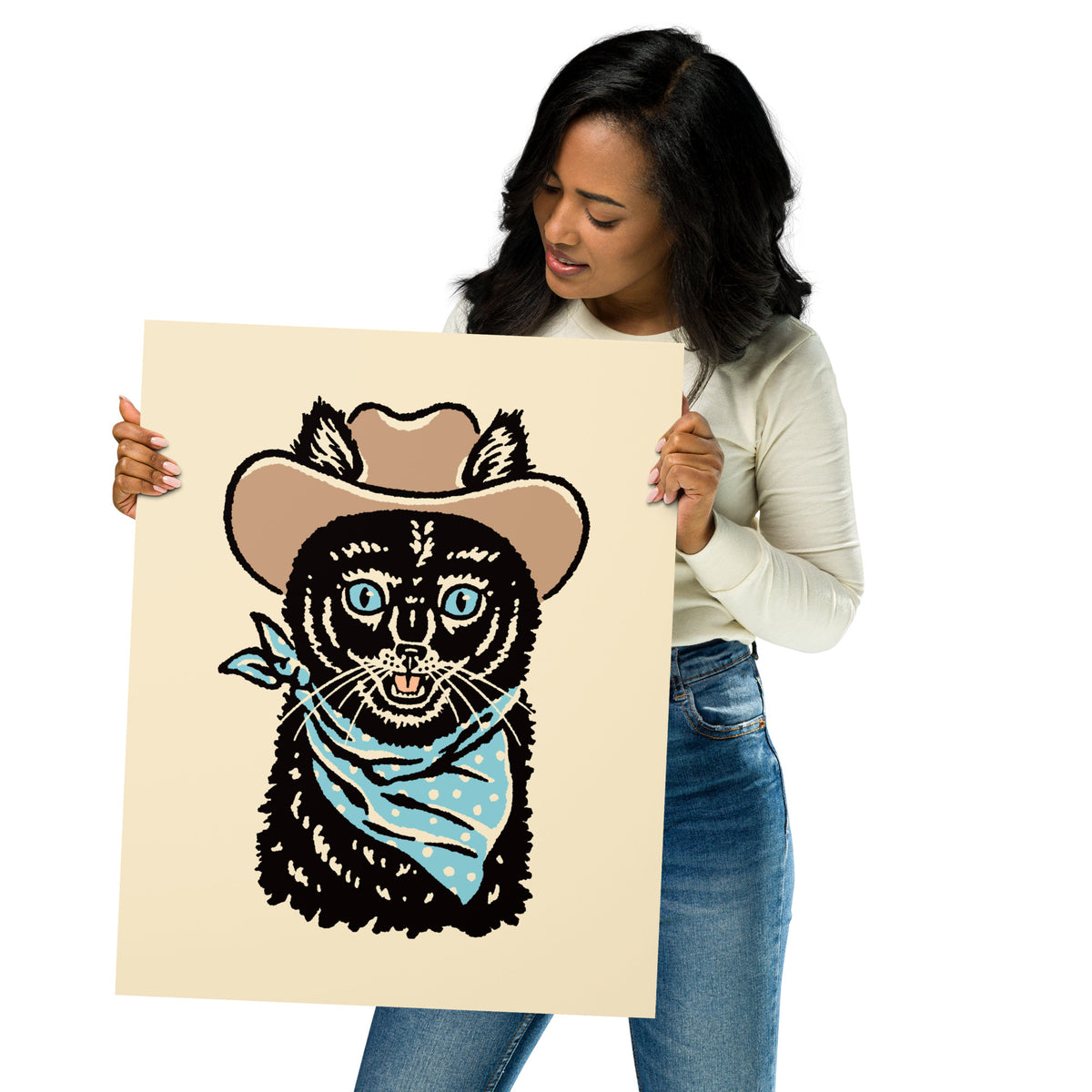 Black Cowcat (Blue Eyes) Giclée Print