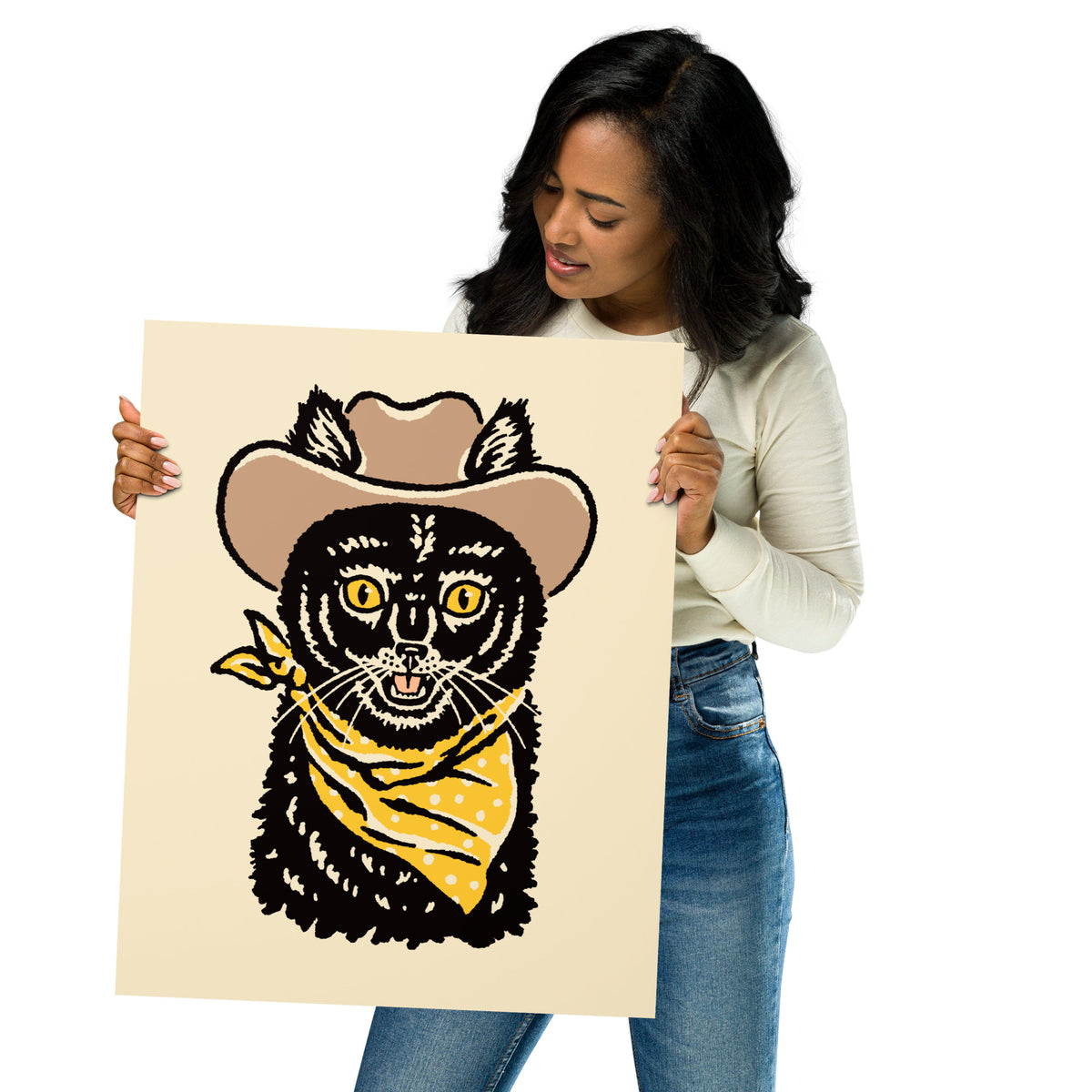 Black Cowcat (Yellow Eyes) Giclée Print