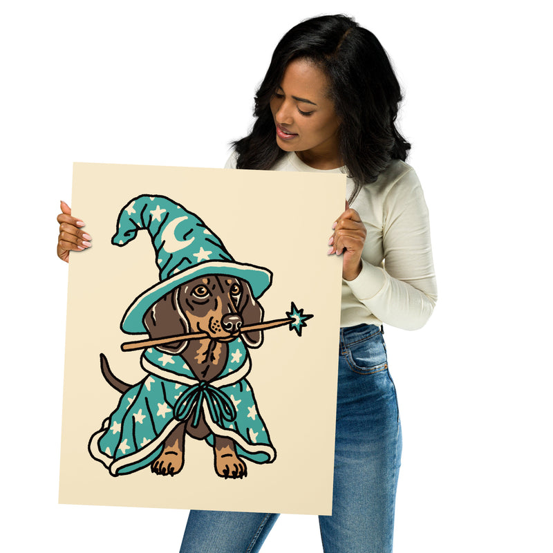 Doxie Wizard (Teal) Giclée Print