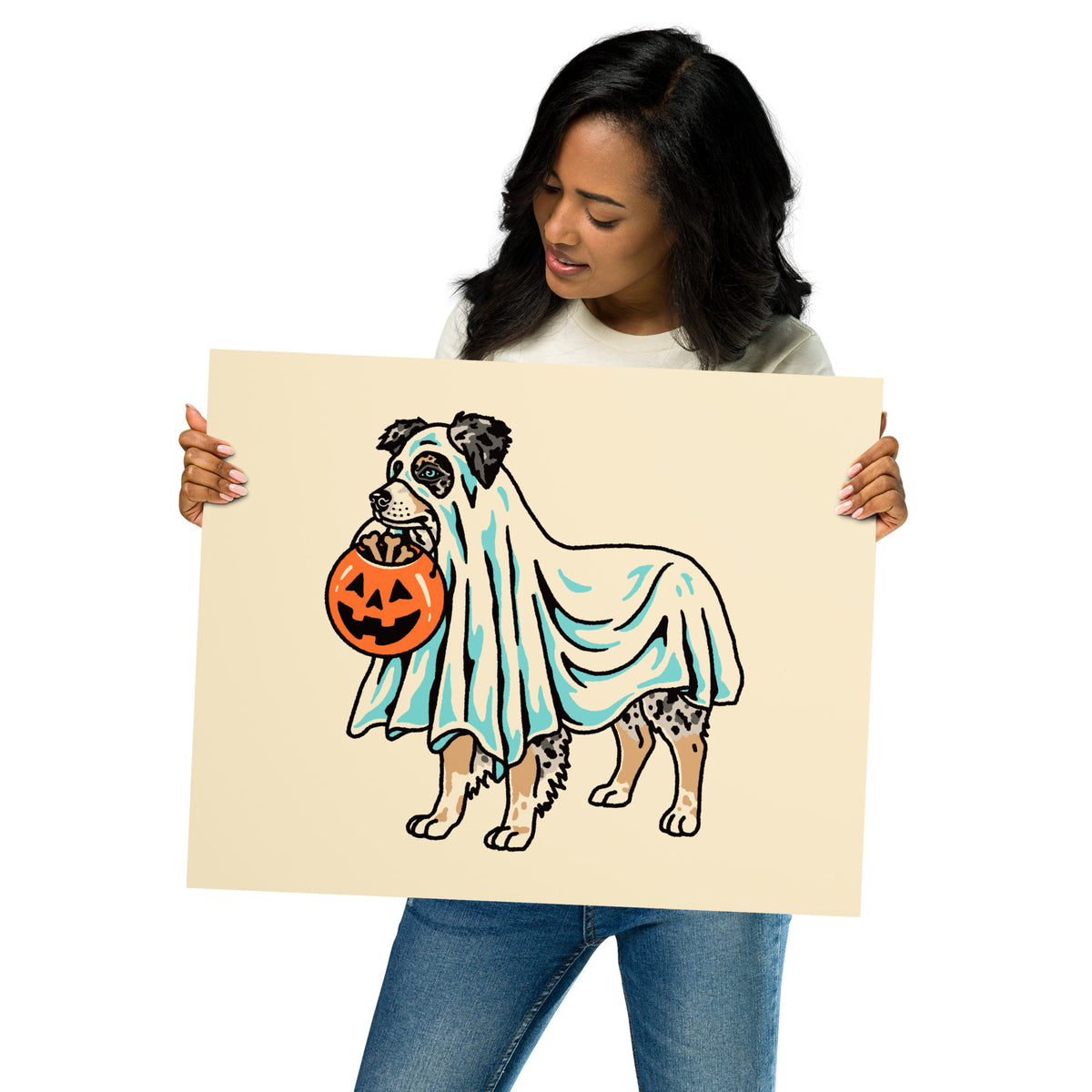 Blue Merle Aussie Ghost (Dog Only No Tail) Giclée Print