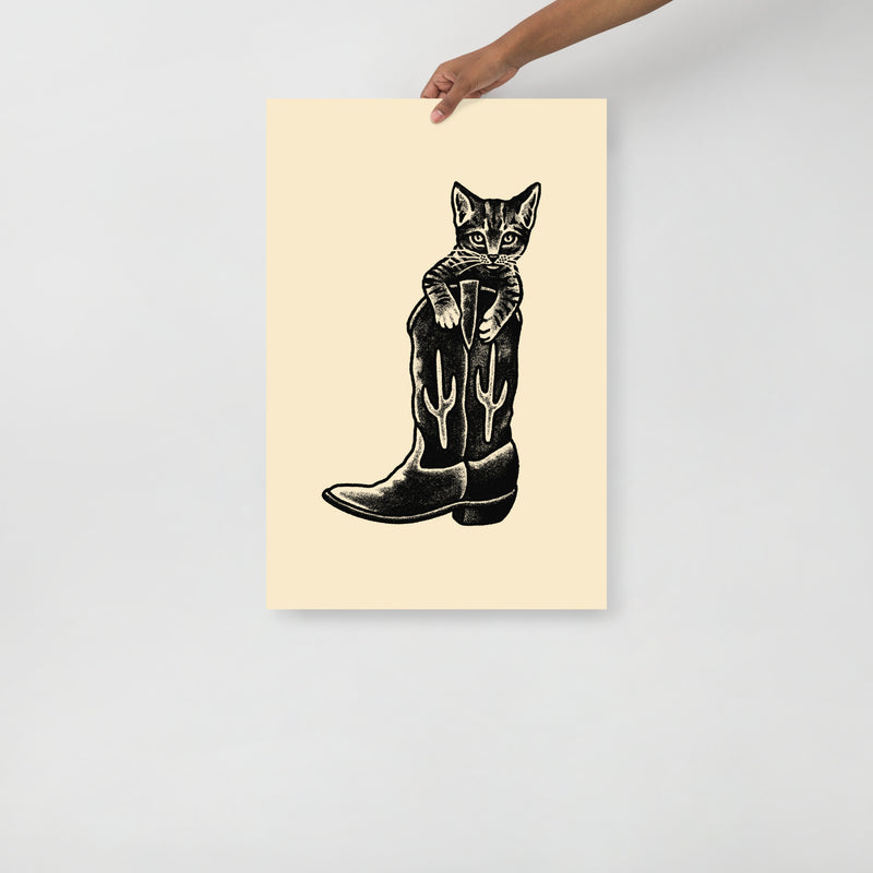 Western Kitten Boot Giclée Print