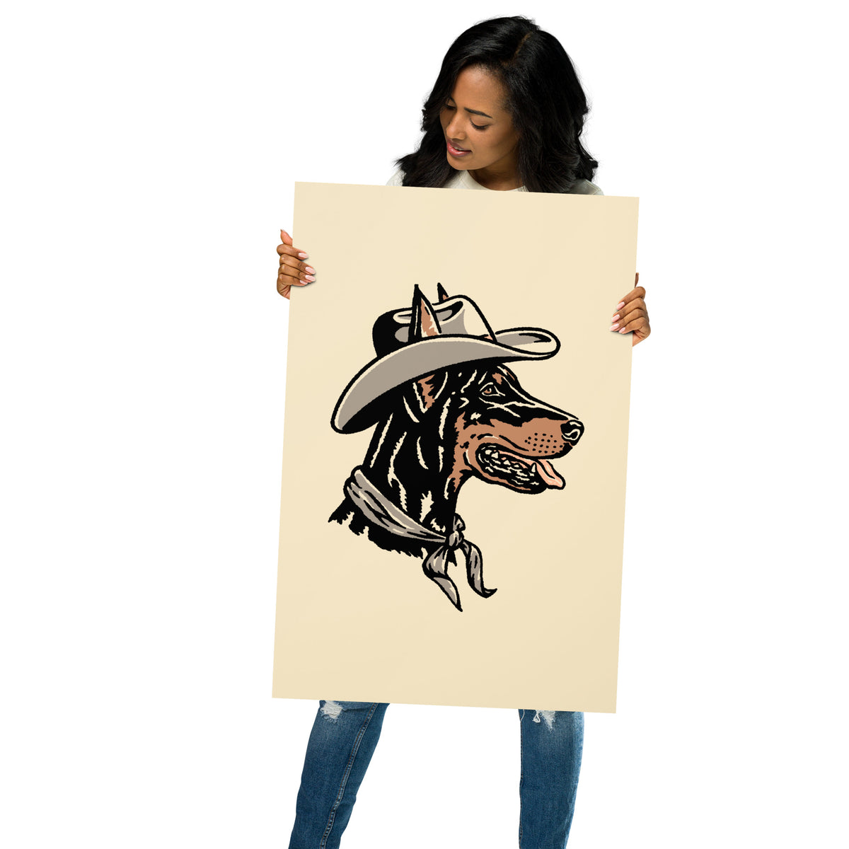 Doberman Cowdog Giclée Print