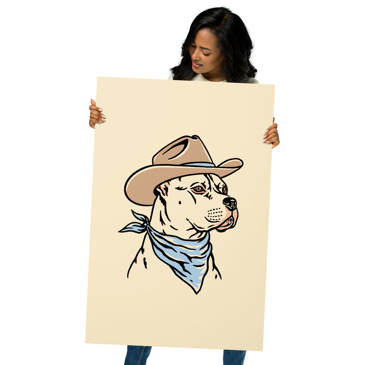 White Pit Bull Cowdog Giclée Print