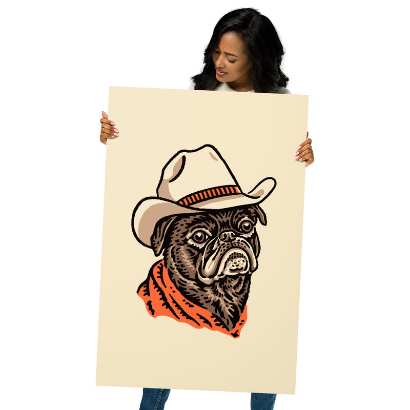 Brown Pug Cowdog Giclée Print