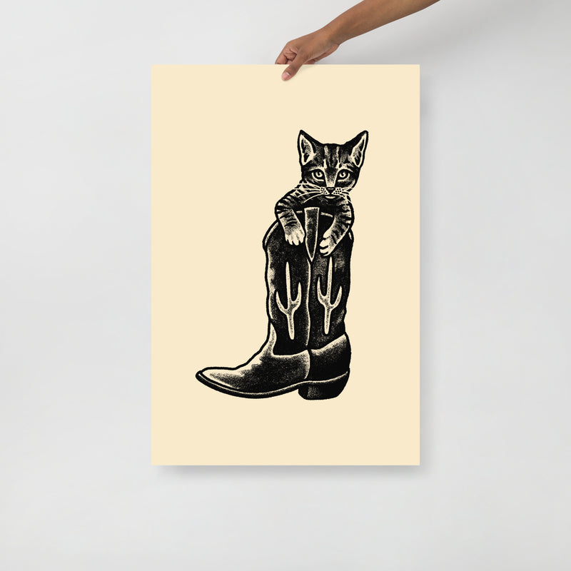 Western Kitten Boot Giclée Print