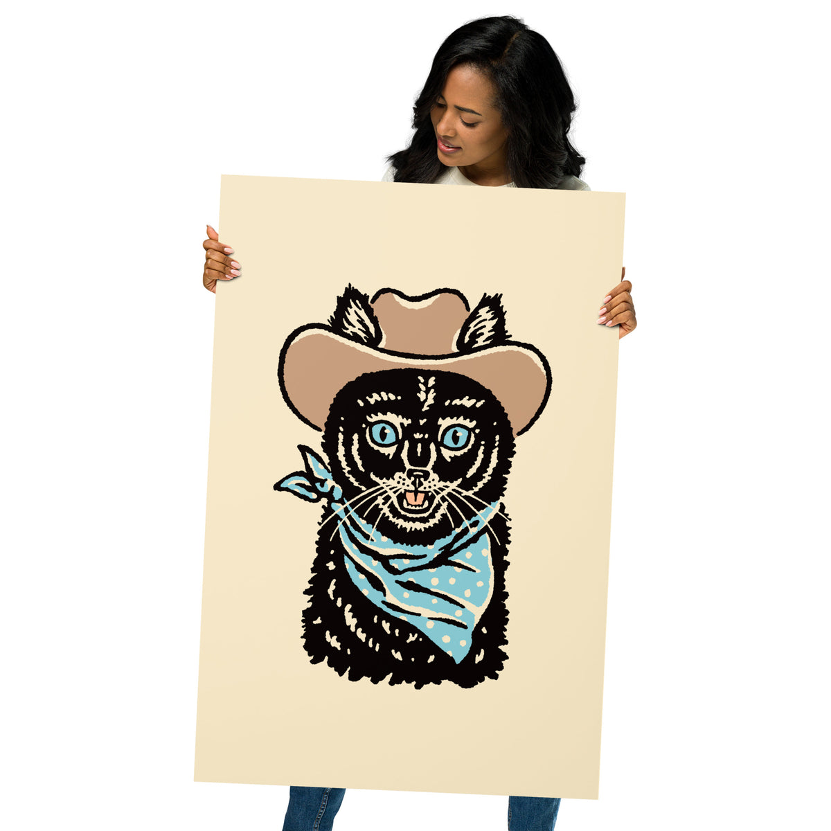 Black Cowcat (Blue Eyes) Giclée Print