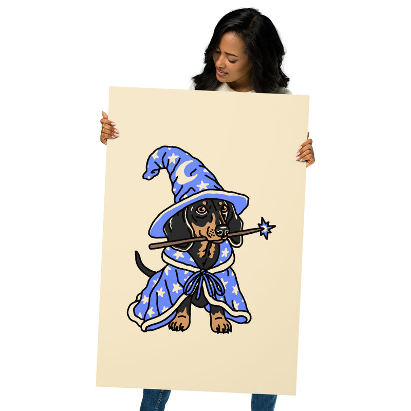 Doxie Wizard (Blue) Giclée Print