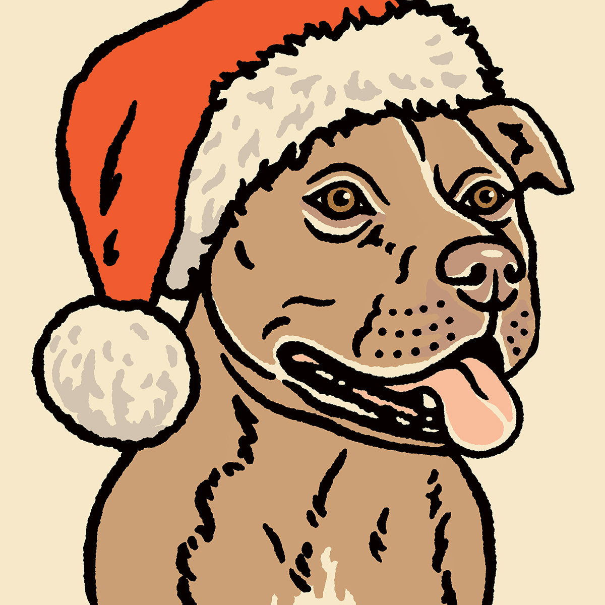 Pit Bull (Tan) Christmas Giclée Print