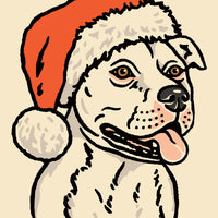 Pit Bull (White) Christmas Giclée Print