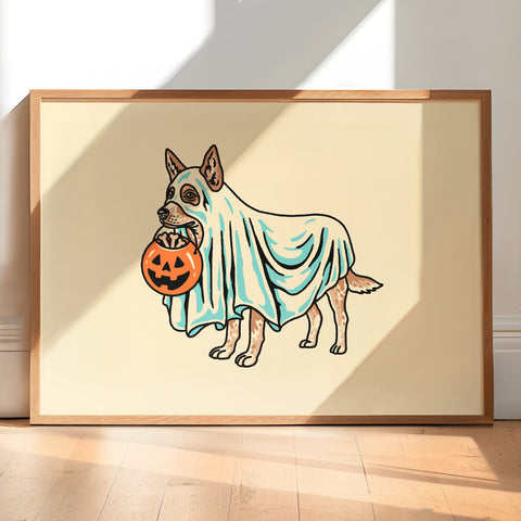 Red Aussie Ghost (With Text and Tail) Giclée Print