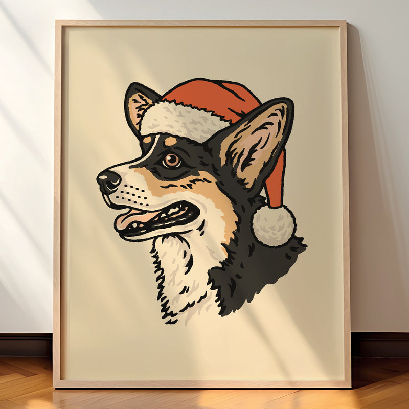 Corgi (Tri) Christmas Giclée Print