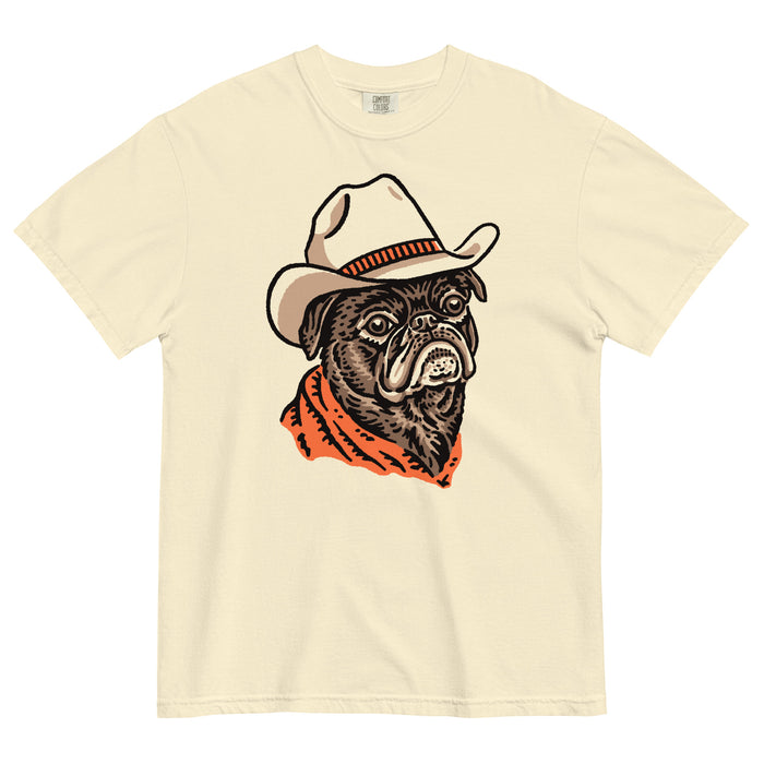 Brown Pug Cowdog Heavyweight T-shirt