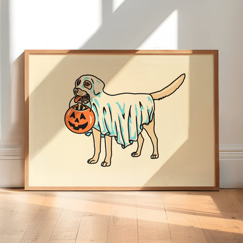 Tri Corgi Ghost (With Text) Giclée Print