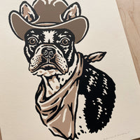 Boston Terrier Cowdog - 8x10in Signed Silkscreen Print