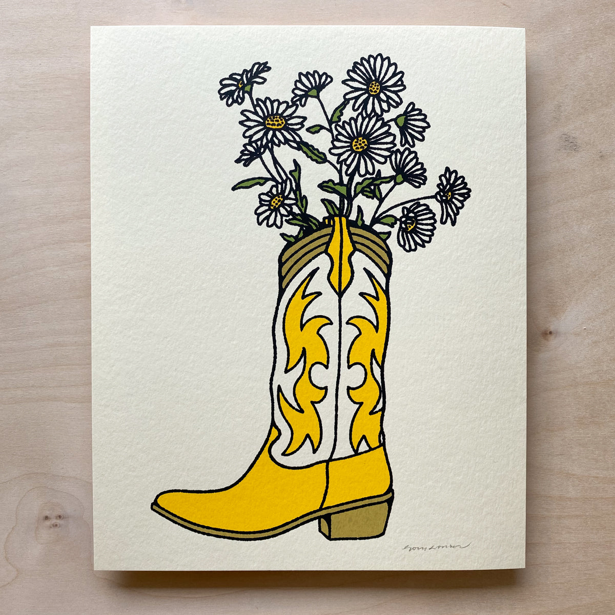 Daisy Boot - Signed 8x10in Silkscreen Print