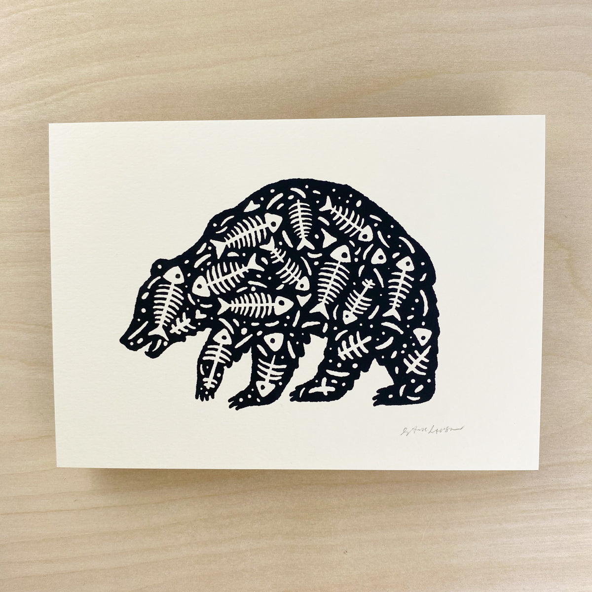 Fish Bear - Signed 5x7in Silkscreen Print