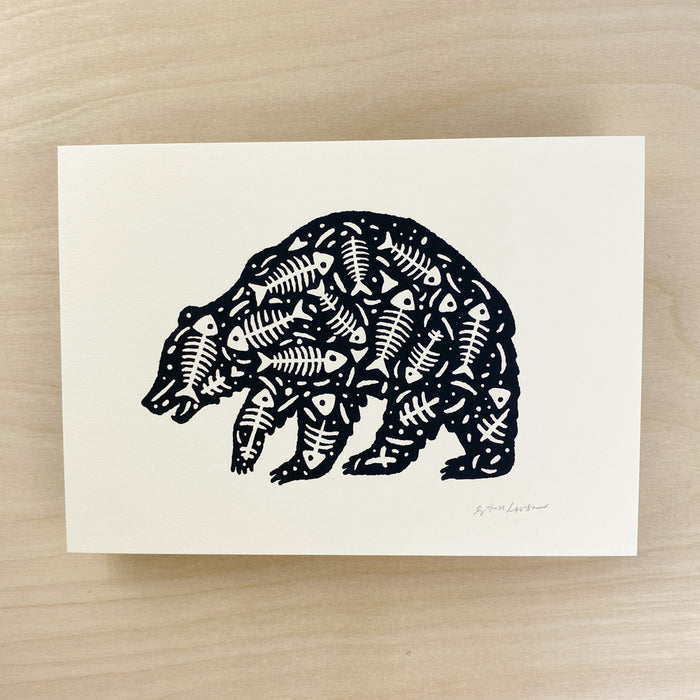 Fish Bear - Signed 5x7in Silkscreen Print