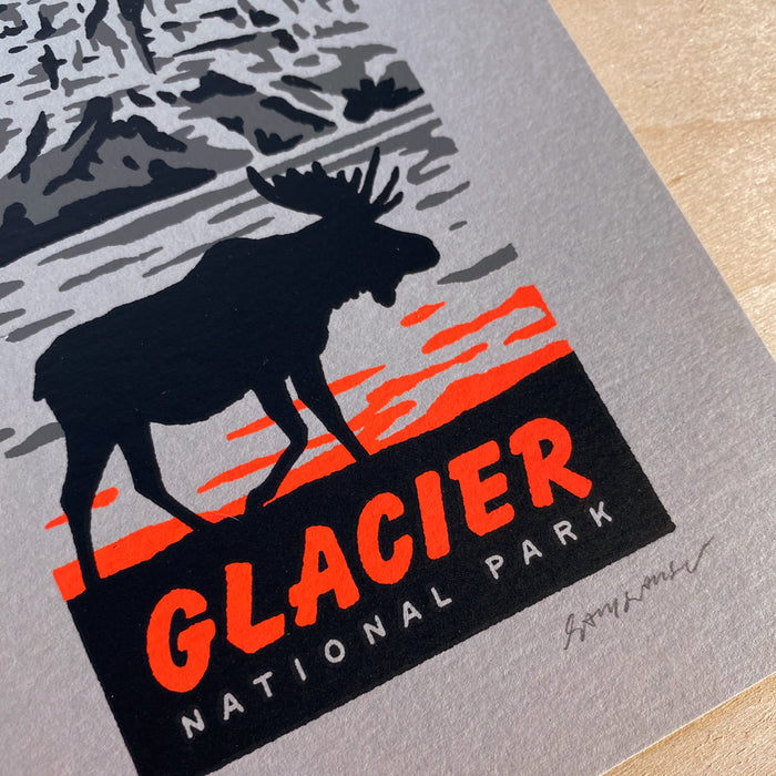 Glacier Moose - Signed 7x5in Print #205