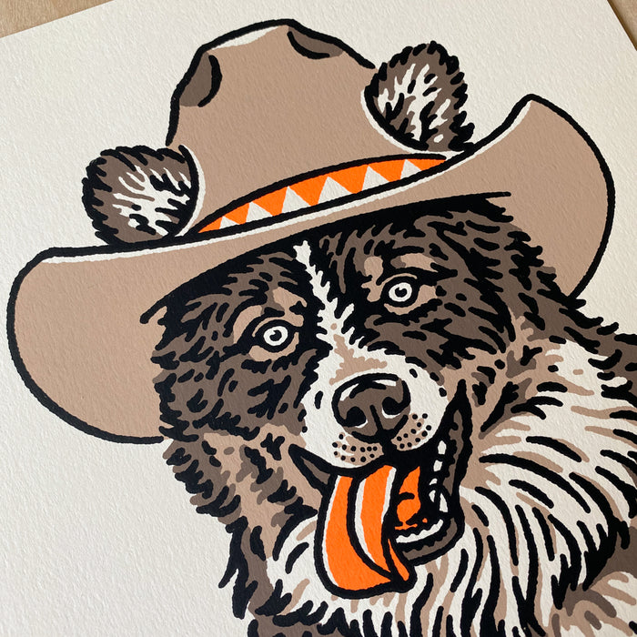 Border Collie Cowdog - 8x10in Signed Silkscreen Print