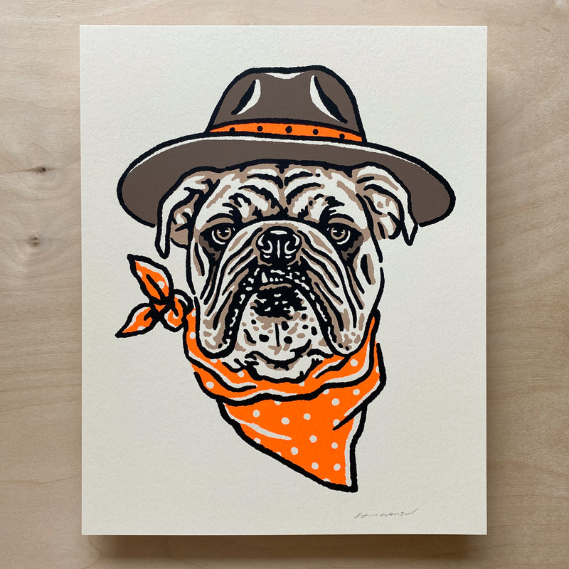 English Bulldog Cowdog - 8x10in Signed Silkscreen Print