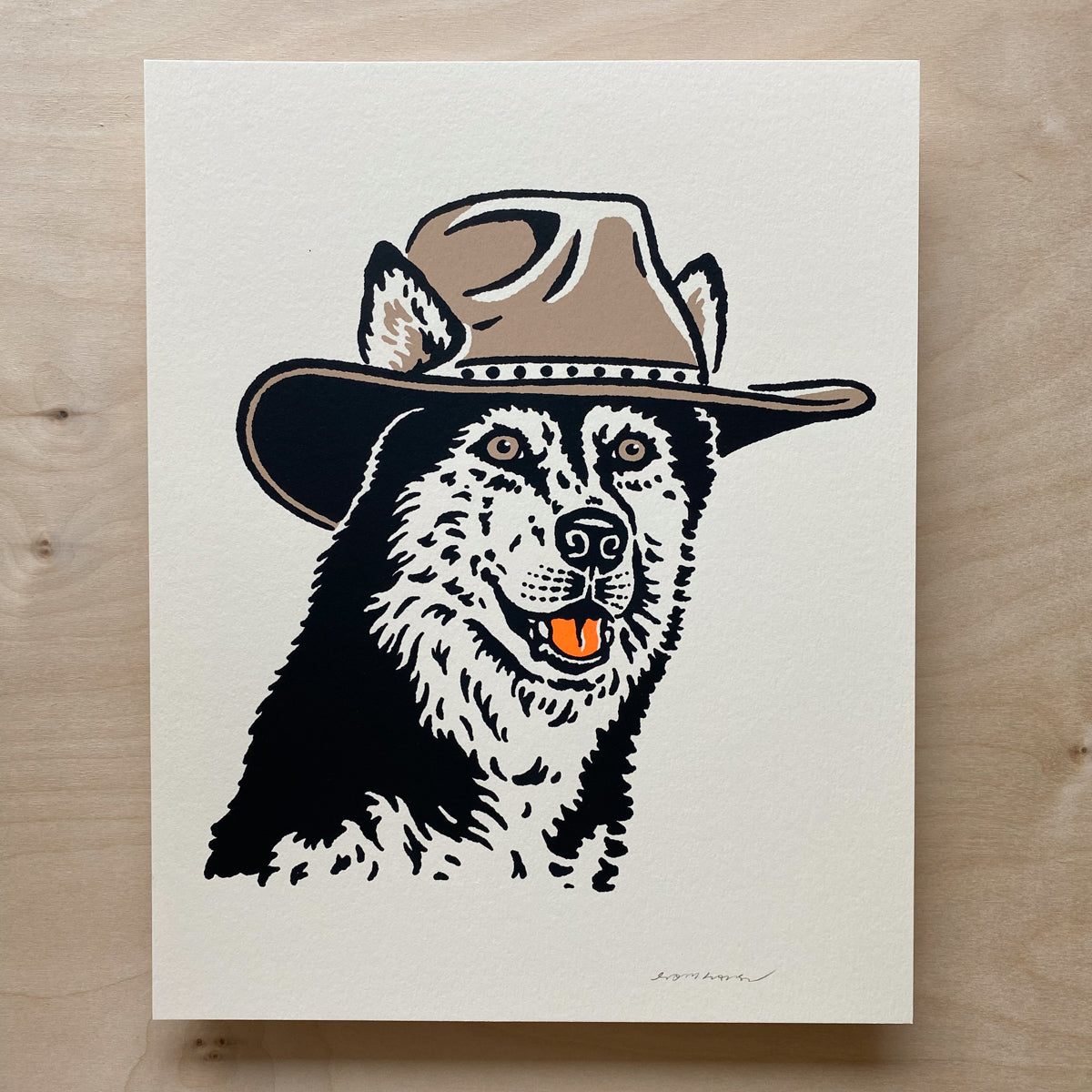 Black Husky Cowdog - 8x10in Signed Silkscreen Print