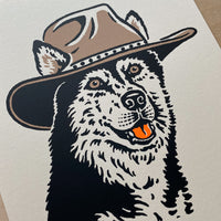 Black Husky Cowdog - 8x10in Signed Silkscreen Print