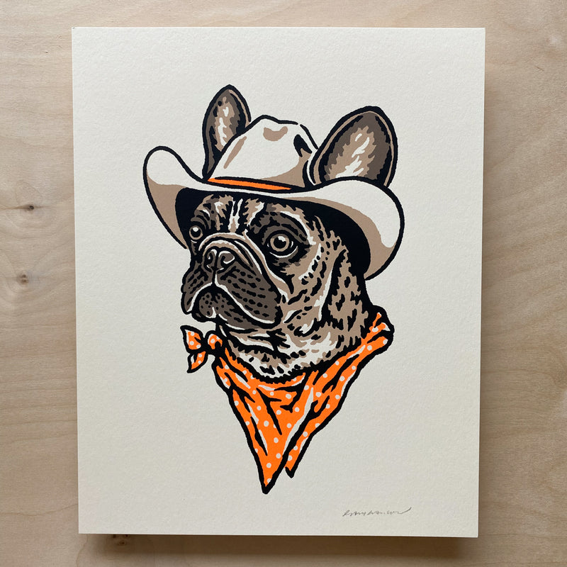 French Bulldog Cowdog - Signed 8x10in Silkscreen Print