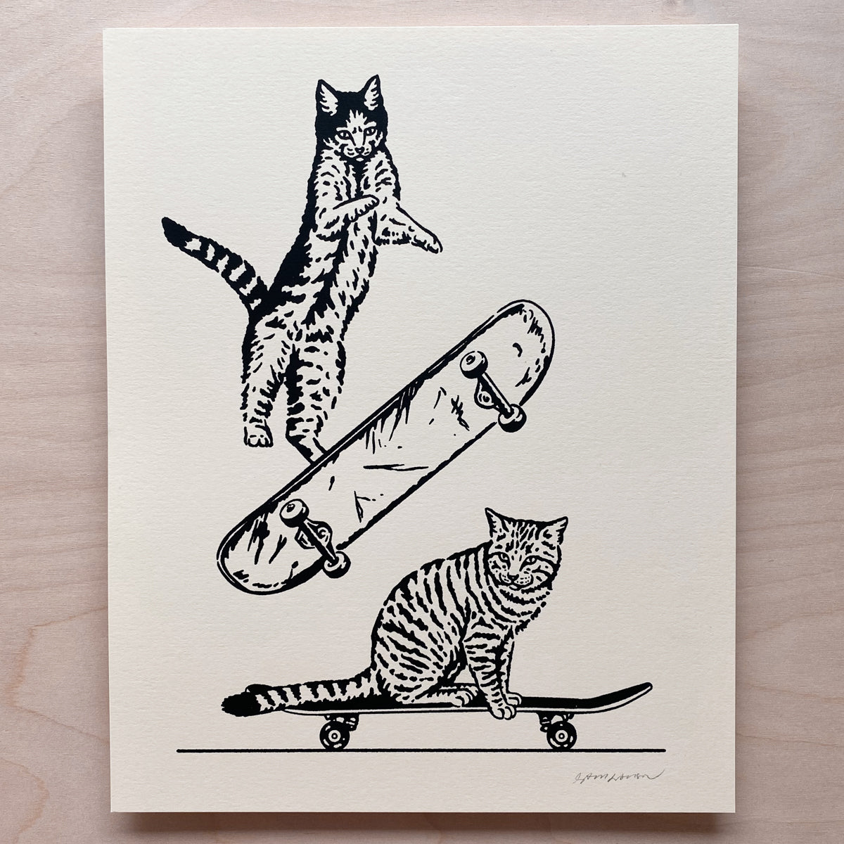 Skate Cats - Signed 8x10in Silkscreen Print