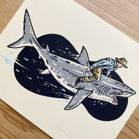 Shark Cowboy - Signed 10x8in Silkscreen Print