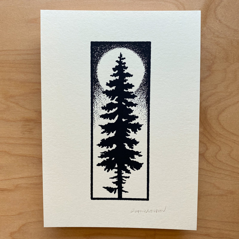 Midnight Evergreen - Signed 5x7in Silkscreen Print