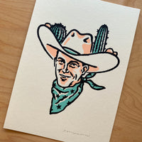 Cactus Cowboy - Signed 5x7in Print #399