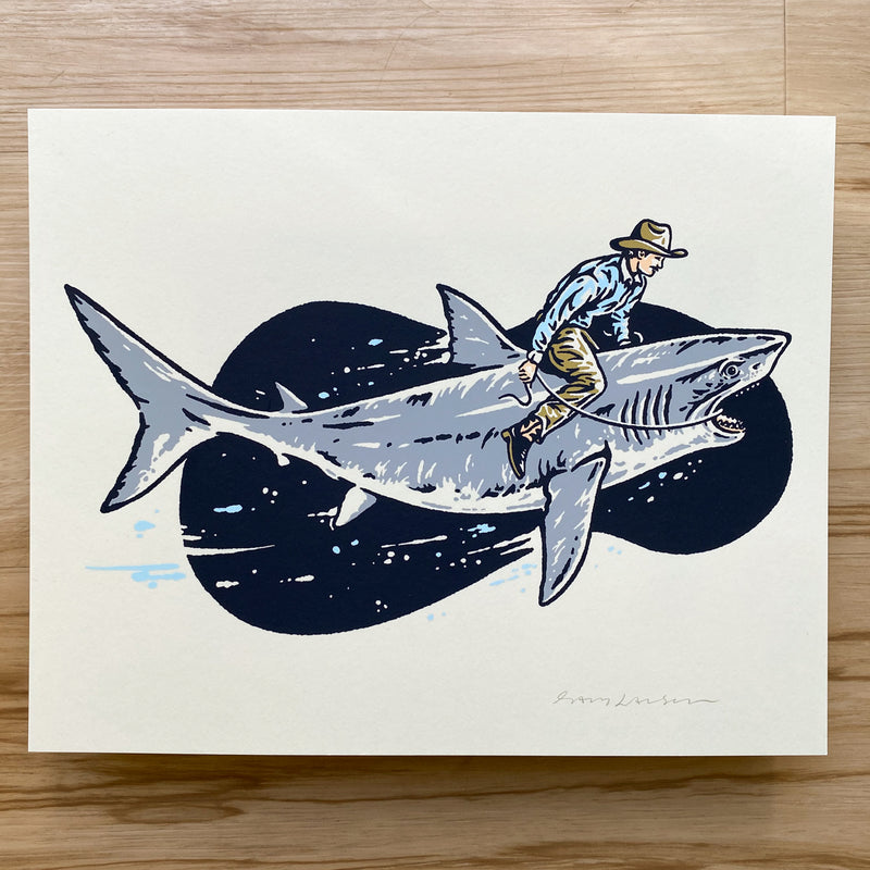 Shark Cowboy - Signed 10x8in Silkscreen Print