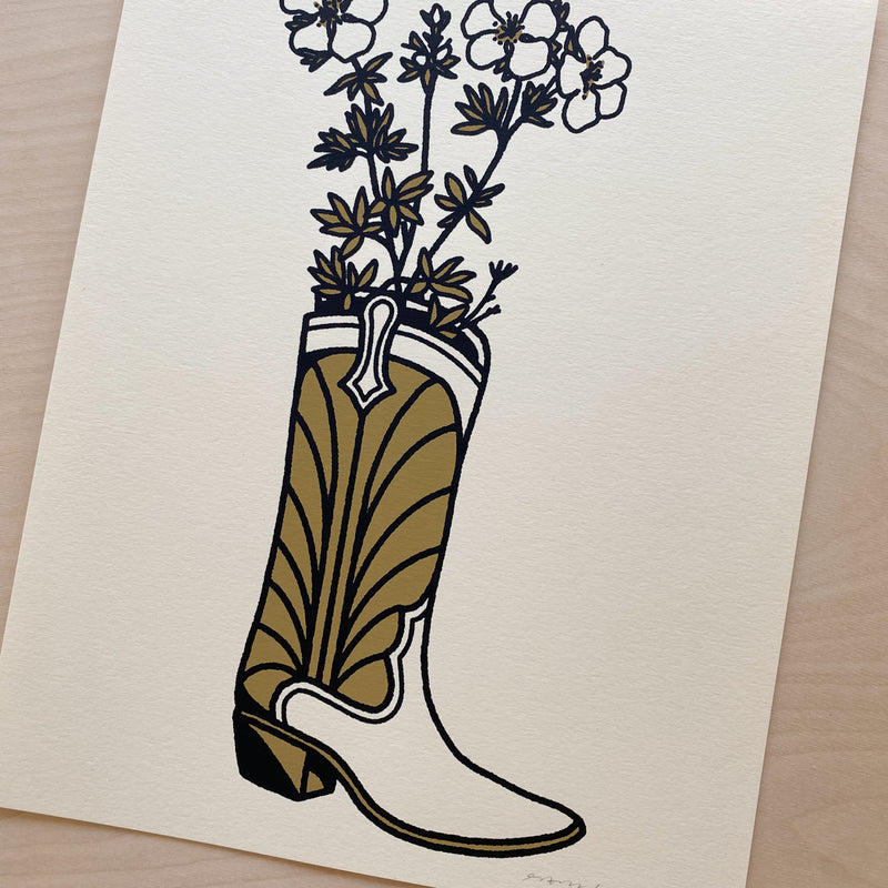 Mountain Flower Boot - Signed 8x10in Silkscreen Print